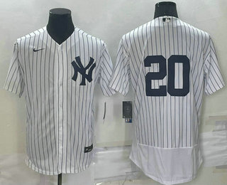 Men's New York Yankees #20 Jorge Posada White No Name Stitched MLB Flex Base Nike Jersey