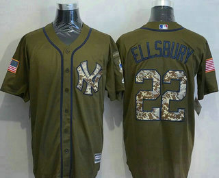 Men's New York Yankees #22 Jacoby Ellsbury Green Salute to Service Cool Base Baseball Jersey