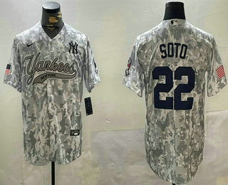 Men's New York Yankees #22 Juan Soto Arctic Camo 2024 Salute to Service Baseball Jersey