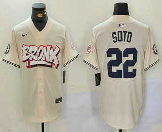 Men's New York Yankees #22 Juan Soto Cream Limited Stitched Baseball Jersey