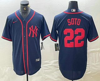 Men's New York Yankees #22 Juan Soto Navy Red Fashion Cool Base Jersey