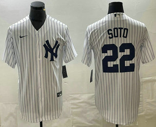 Men's New York Yankees #22 Juan Soto White Cool Base Stitched Baseball Jersey