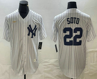 Men's New York Yankees #22 Juan Soto White Throwback Stitched MLB Cool Base Nike Jersey