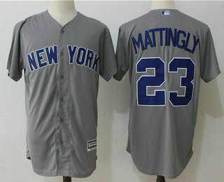 Men's New York Yankees #23 Don Mattingly Gray Road Stitched MLB Majestic Cool Base Jersey