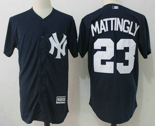 Men's New York Yankees #23 Don Mattingly Navy Blue Stitched MLB Majestic Cool Base Jersey