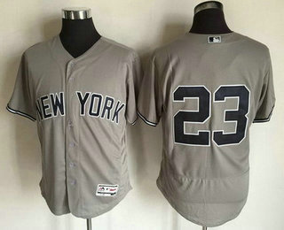 Men's New York Yankees #23 Don Mattingly Retired Gray Road 2016 Flexbase Majestic Baseball Jersey