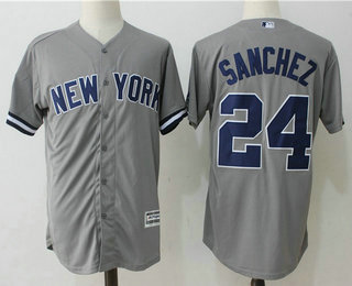 Men's New York Yankees #24 Gary Sanchez Gray Road Stitched MLB Majestic Cool Base Jersey