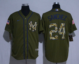 Men's New York Yankees #24 Gary Sanchez Green Salute To Service Stitched MLB Cool Base Nike Jersey