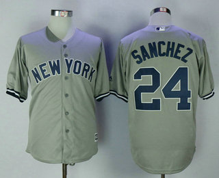 Men's New York Yankees #24 Gary Sanchez Name Gray Road Stitched MLB Majestic Cool Base Jersey