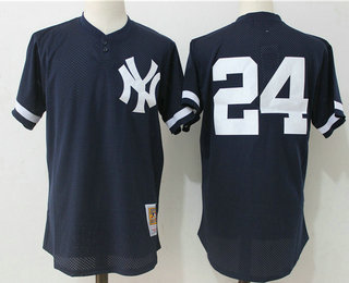 Men's New York Yankees #24 Gary Sanchez Navy Blue Throwback Mesh Batting Practice Stitched MLB Mitchell & Ness Jersey