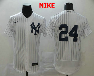 Men's New York Yankees #24 Gary Sanchez White Home No Name Stitched MLB Flex Base Nike Jersey