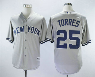 Men's New York Yankees #25 Gleyber Torres Gray Road Stitched MLB Cool Base Jersey