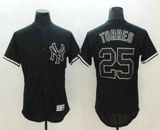 Men's New York Yankees #25 Gleyber Torres Lights Out Black Fashion Flex Base Stitched MLB Jersey