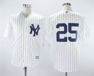 Men's New York Yankees #25 Gleyber Torres No Name White Home Stitched MLB Cool Base Jersey