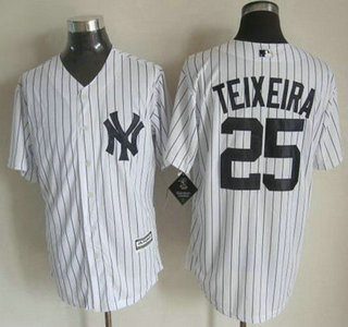 Men's New York Yankees #25 Mark Teixeira Home White 2015 MLB Cool Base Jersey