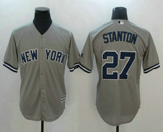 Men's New York Yankees #27 Giancarlo Stanton Gray Road Stitched MLB Majestic Cool Base Jersey