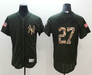 Men's New York Yankees #27 Giancarlo Stanton Green Salute To Service Stitched MLB Cool Base Jersey