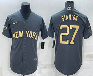 Men's New York Yankees #27 Giancarlo Stanton Grey 2022 All Star Stitched Cool Base Nike Jersey