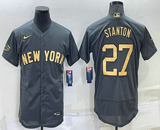 Men's New York Yankees #27 Giancarlo Stanton Grey 2022 All Star Stitched Flex Base Nike Jersey