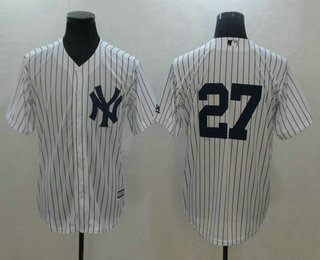 Men's New York Yankees #27 Giancarlo Stanton No Name White Home Stitched MLB Majestic Cool Base Jersey