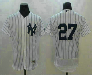 Men's New York Yankees #27 Giancarlo Stanton No Name White Home Stitched MLB Majestic Flex Base Jersey