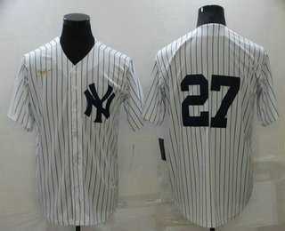 Men's New York Yankees #27 Giancarlo Stanton No Name White Throwback Stitched MLB Cool Base Nike Jersey