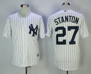 Men's New York Yankees #27 Giancarlo Stanton White Home Stitched MLB Majestic Cool Base Jersey