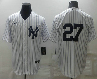 Men's New York Yankees #27 Giancarlo Stanton White No Name Stitched MLB Nike Cool Base Jersey