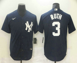 Men's New York Yankees #3 Babe Ruth Black Stitched MLB Cool Base Nike Jersey