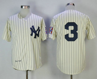 Men's New York Yankees #3 Babe Ruth Cream Mitchell & Ness Throwback Jersey