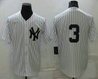 Men's New York Yankees #3 Babe Ruth No Name White Throwback Stitched MLB Cool Base Nike Jersey