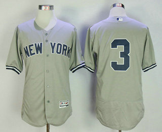 Men's New York Yankees #3 Babe Ruth Retired Gray Stitched MLB Majestic Flex Base Jersey