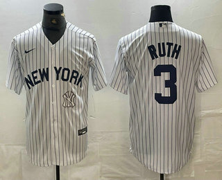 Men's New York Yankees #3 Babe Ruth White 2024 Cool Base Stitched Jersey 12