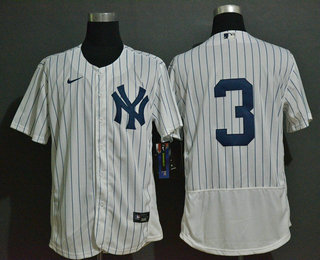 Men's New York Yankees #3 Babe Ruth White Home No Name Stitched MLB Flex Base Nike Jersey