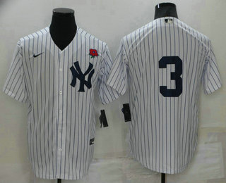 Men's New York Yankees #3 Babe Ruth White No Name Stitched Rose Nike Cool Base Throwback Jersey