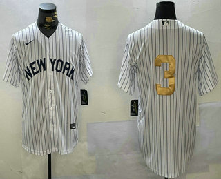 Men's New York Yankees #3 Babe Ruth White Pinstripe Without Name Fashion Cool Base Jersey