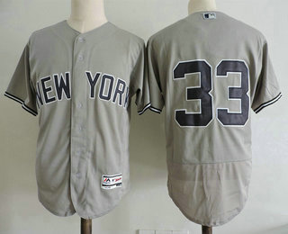 Men's New York Yankees #33 Greg Bird Gray Road No Name Stitched MLB Majestic Flex Base Jersey