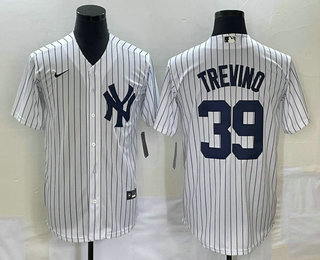 Men's New York Yankees #39 Jose Trevino White Cool Base Stitched Baseball Jersey