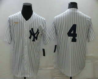 Men's New York Yankees #4 Lou Gehrig No Name White Throwback Stitched MLB Cool Base Nike Jersey