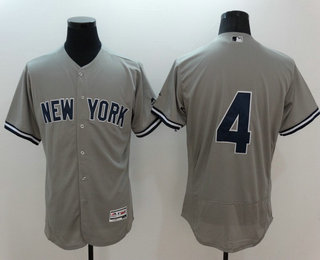 Men's New York Yankees #4 Lou Gehrig Retired Gray Stitched MLB Majestic Flex Base Jersey