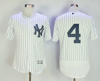 Men's New York Yankees #4 Lou Gehrig Retired White Stitched MLB Majestic Flex Base Jersey