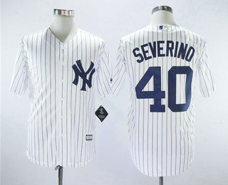 Men's New York Yankees #40 Luis Severino White Home Stitched MLB Cool Base Jersey