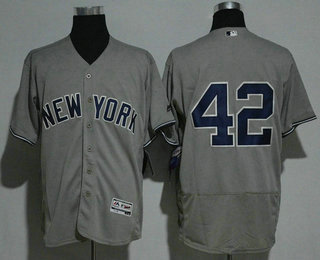 Men's New York Yankees #42 Mariano Rivera Gray Road Stitched MLB 2016 Majestic Flex Base Jersey