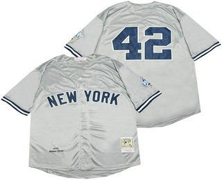 Men's New York Yankees #42 Mariano Rivera Grey 1998 Throwback Stitched MLB Mitchell & Ness Jersey