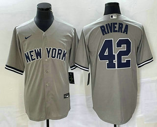 Men's New York Yankees #42 Mariano Rivera Grey Stitched Nike Cool Base Throwback Jersey