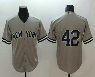 Men's New York Yankees #42 Mariano Rivera No Name Gray Road Stitched MLB Cool Base Jersey