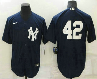 Men's New York Yankees #42 Mariano Rivera No Name Navy Blue Stitched MLB Cool Base Nike Jersey