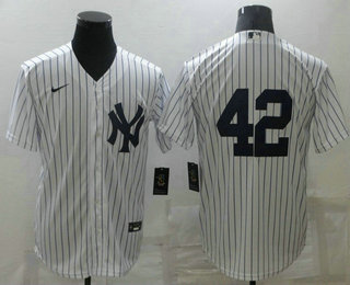 Men's New York Yankees #42 Mariano Rivera No Name White Home Stitched MLB Cool Base Nike Jersey