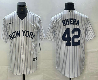 Men's New York Yankees #42 Mariano Rivera White 2024 Cool Base Stitched Jersey 11