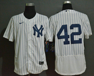 Men's New York Yankees #42 Mariano Rivera White Home No Name Stitched MLB Flex Base Nike Jersey